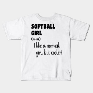 Softball Girl Kids T-Shirt